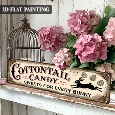 2D Vintage Metal Bunny Wall Sign Rustic Farmhouse Easter Home Wall Decoration