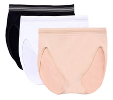 Breezies Set of 3 Comfort Breeze Seamless Hi-Cut Brief Large Basic A632108 13040