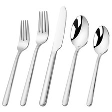40 Piece Heavy Silverware Set for 8, 18/10 Stainless Steel Flatware, Cutlery ...
