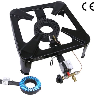 MUCOLA Cocina de gas quemador de gas cocina de taburete encendido piezoeléctrico 4 patas 6,5KW hierro fundido acero