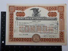 US Dewey Almy Chemical Company Stock Certificate 100 Shares 1951 Canceled