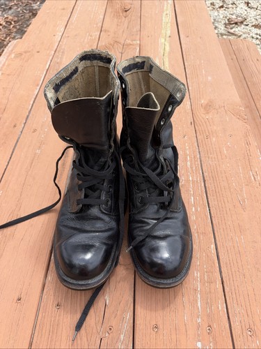 VINTAGE 60s Biltrite Panco MILITARY COMBAT BOOTS BLACK LEATHER SIZE 10R - Image 1