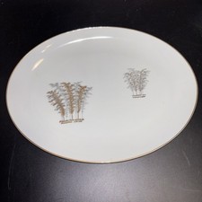 FUKAGAWA Arita Japan 901 Gold Bamboo Oval Platter 12" Long
