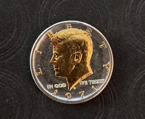 DANBURY MINT,    1971-D KENNEDY HALF DOLLAR, GOLD AND SILVER PLATED