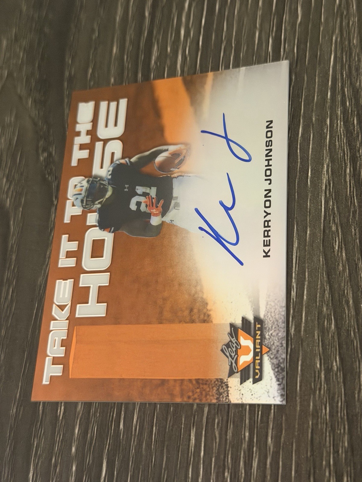 Kerryon Johnson Leaf Valiant Autographs #KJ1 Orange