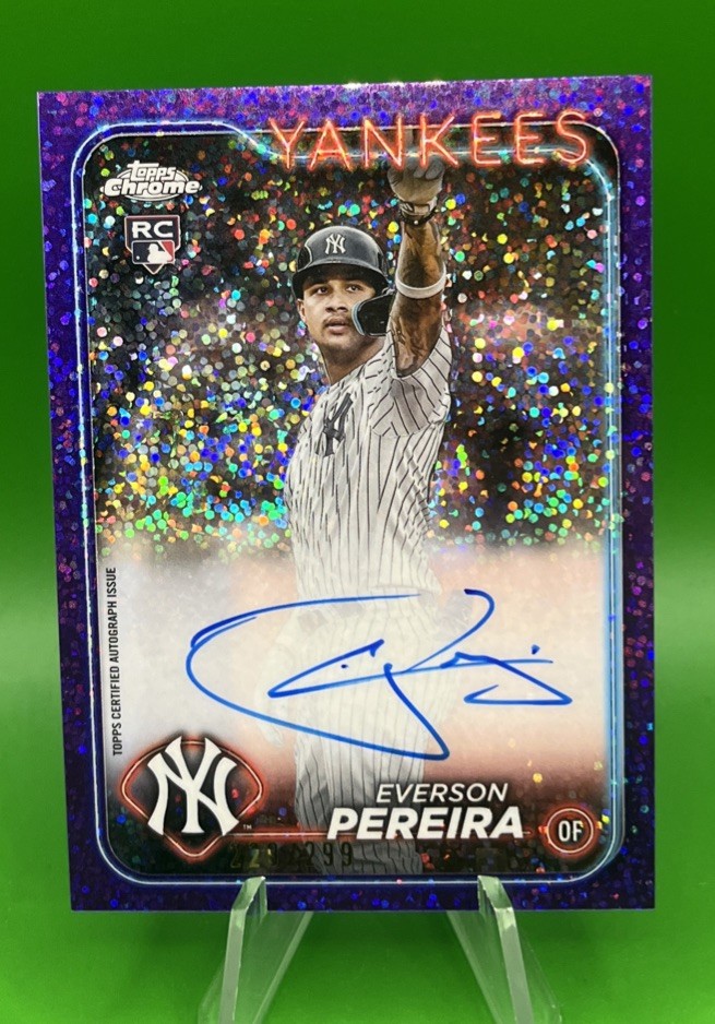 2024 Topps Chrome RC Auto Purple Speckle Everson Pereira /299 NY Yankees #RA-EP