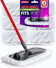 100 Cotton Terry Cloth Mop Pads 15X8 Inch 6-Pack Mop Is Not Included