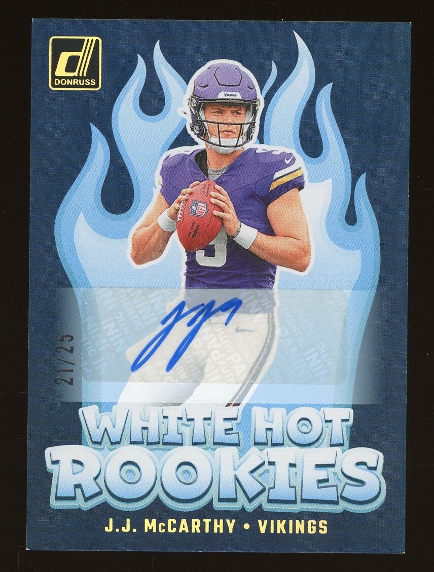 2024 Donruss White Hot Rookies J.J. McCarthy Vikings RC Rookie AUTO /25