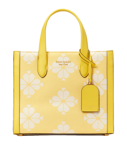 Kate Spade Flower Manhattan Medium Tote Yellow 2 tone ITALIAN Jacquard🍋 NWT - Picture 15 of 21