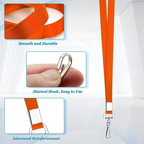 50 Stück Orange Schlüsselband für Ausweishalter mit drehbaren Haken und Ausweisclips - Bild 7 von 7