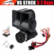 Super Loud Dual Trumpet Train Air Horn 12V System Kit For Car Truck Boat Speaker