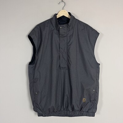 Footjoy Dryjoys Men’s Golf Vest Windbreaker Houndstooth Lined Zip Snap  Pockets L - Main Image