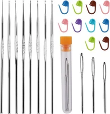 22 PCS Crochet Hooks Set, Ergonomic Lace Crochet Hook Knitting Needles, Crochet