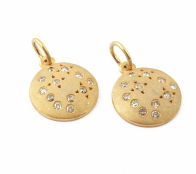 Pave Diamond Circle Charm Pendant 925 Sterling Silver Additional Finding Supply.