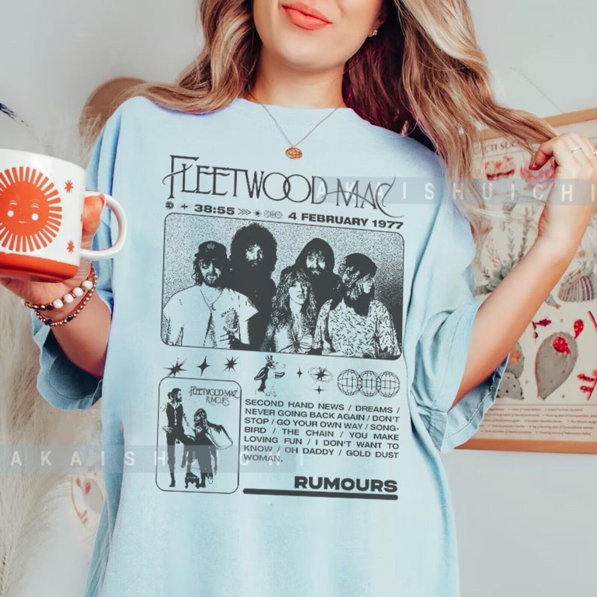 Vintage Retro 90s Fleetwood Mac Rumours 1977 Music Band T