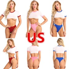 Womens Two Piece Lingerie Set Schoolgirl Cosplay Uniform Cheerleading Costume