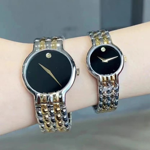 Movado 0606932/0606933 Watch Classic Quartz Black Dial Stainless Steel