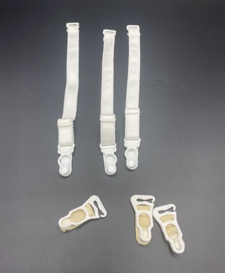 Vintage Garters Lot of 6 White Beige Plastic Hardware Lingerie Pin-Up Retro - Image 4 of 4