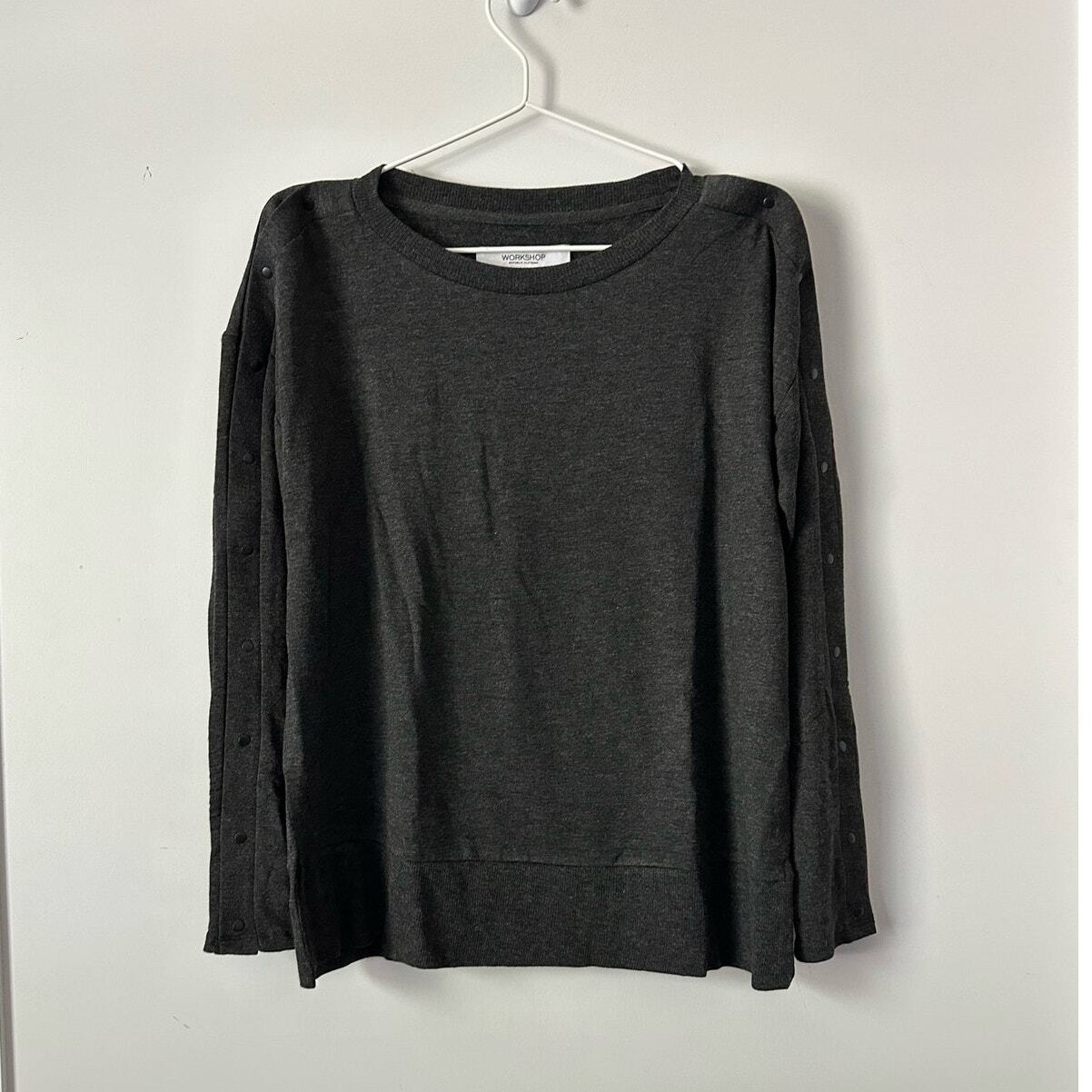 Workshop Republic Gray Button Sleeve Sweater size… - image 2