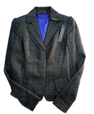 NWT Elie Tahari Auben Coated Boucle Jacket in Dark Brown Black Blazer 2 38 498