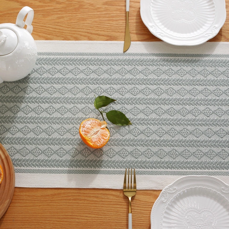 Enova Home Modern Polyester Farmhouse Table Runner with Tassel for Dinning Table - Image 4 of 4