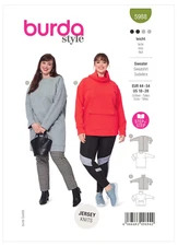 Burda 5988 Sewing Pattern - Misses' Sweatshirts with Neckline Band or Roll Neck