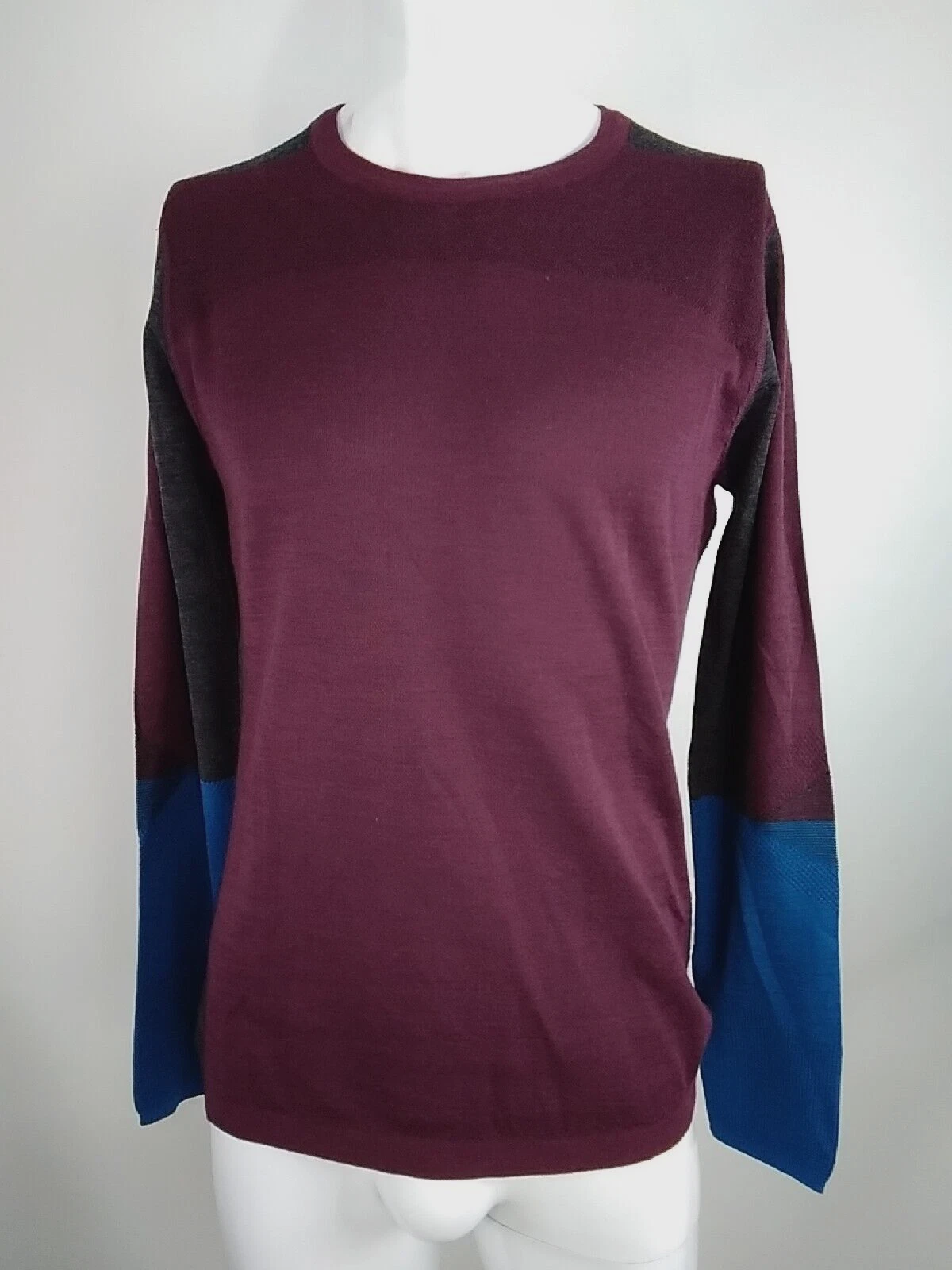 Smartwool Men Intraknit Thermal Merino Colorblock Crew Purple Medium 16453-N96