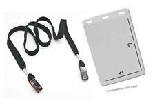 500 pcs Combo 1/2" Wide Black Flat Lanyard Open-End Clips Double End with 6"x4"