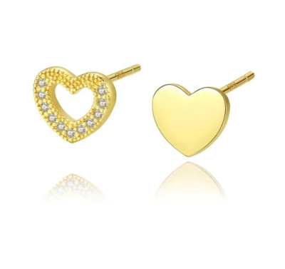 Süße Herzen Zirkonia Ohrstecker (925 Silber) Gold/Silber, Liebe, süß