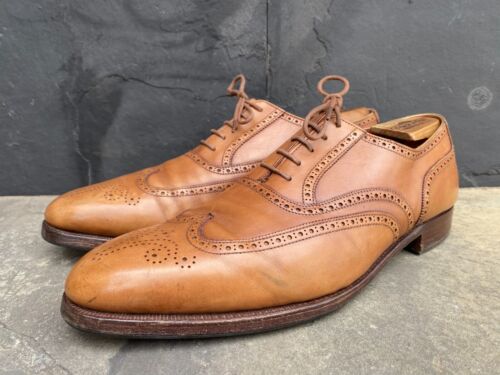 George Cleverley Tan Brown Leather Oxford Brogue Shoes Men's UK 9.5 E | US 10.5 - Picture 3 of 10