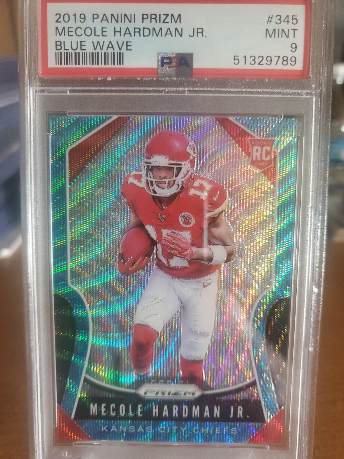 MECOLE HARDMAN JR RC 2019 Panini Prizm Blue Wave /199 #345 Kansas City Chiefs SP