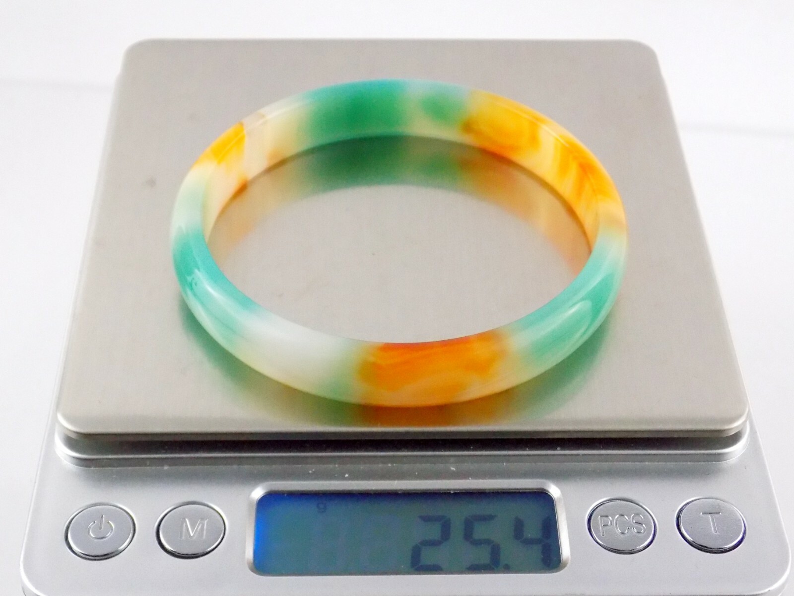 Multi Color Blue White Orange Solid Agate Bangle … - image 7