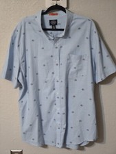 St Jonn's Bay Comfort Stretch Men's XXL Blue Fish Short Sleeve Shirt Button