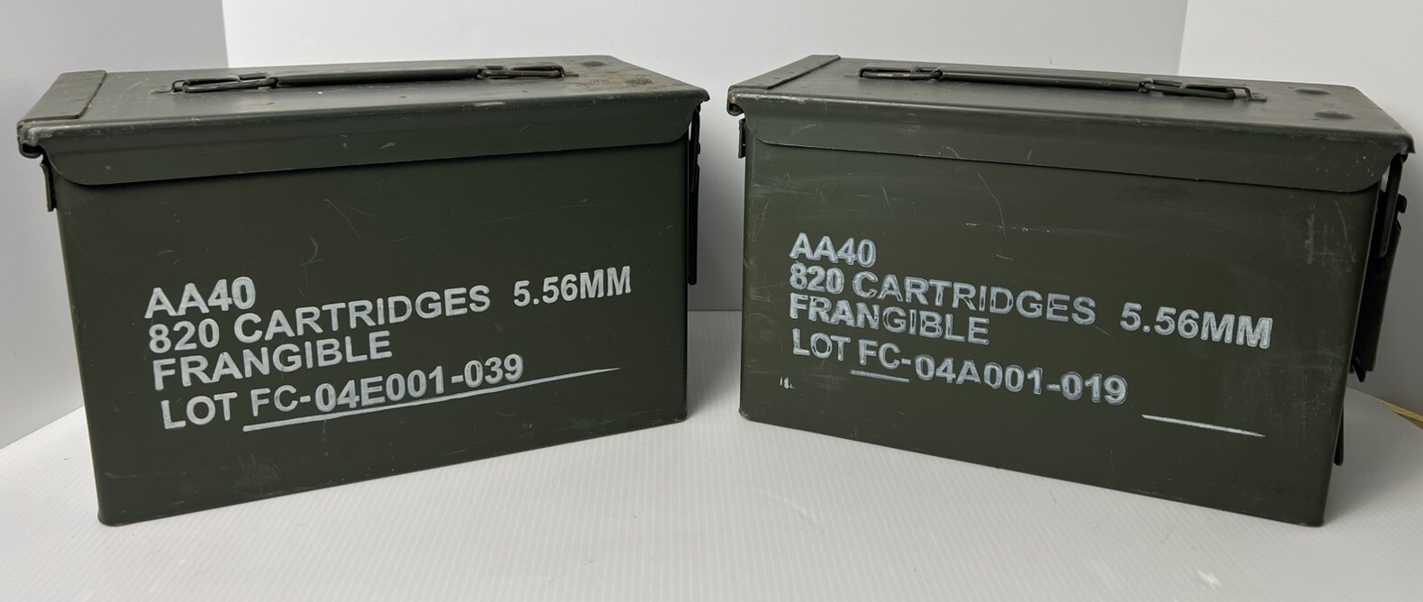 Metal Military Ammo Box Empty Storage Containers~820 CRTG 5.56mm-Lot of 2