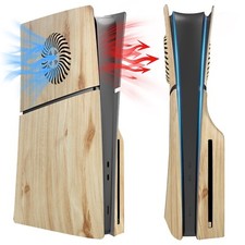 Wood Grain Pattern Panel for PS5 SLIM Replacement Shell Cover Cooling Plate