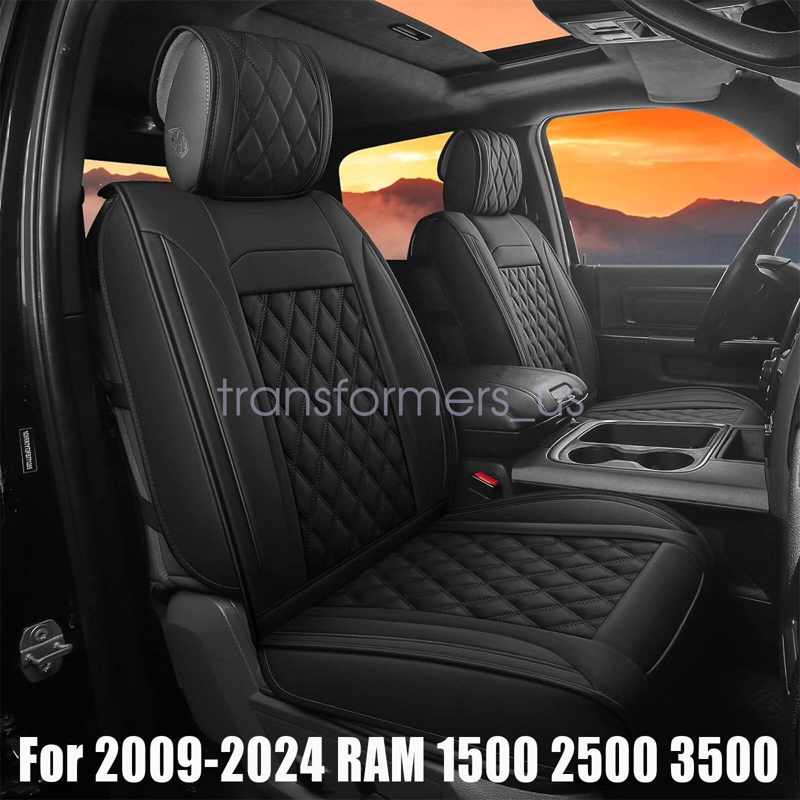 Leather Car Seat Covers Custom Fit For Dodge Ram 2009-2024 1500 2500 3500