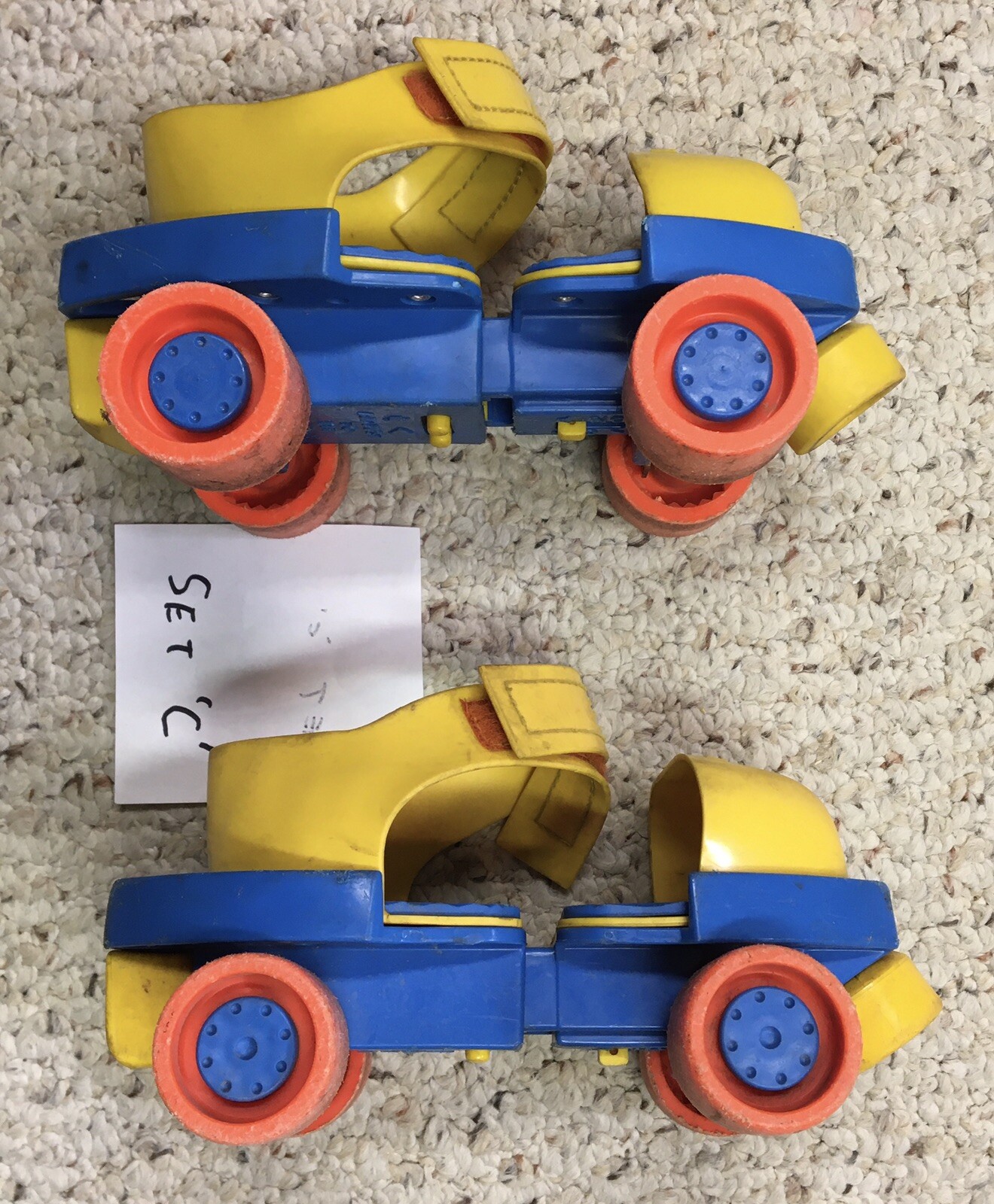 Fisher Price 2 Pairs Plastic Roller Skates Vintage Adjustable 68" Foot