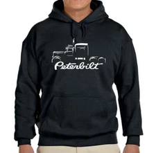 Peterbilt 389 Truck Classic Outline Design Hoodie Sweatshirt NEW