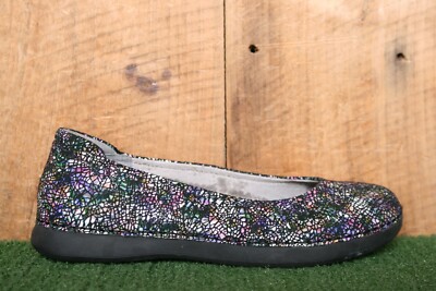 ALEGRIA 'Petal' Fractually Cracked Glass Leather Ballet Flats Women's Sz. 6
