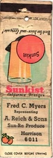 Sunkist California Oranges, Sun-Ra Produce, Vintage Matchbook Cover