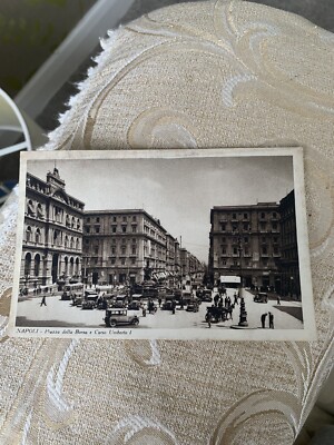 NAPOLI PIAZZA della Borsa e Corso Umberto Vintage Postkarte