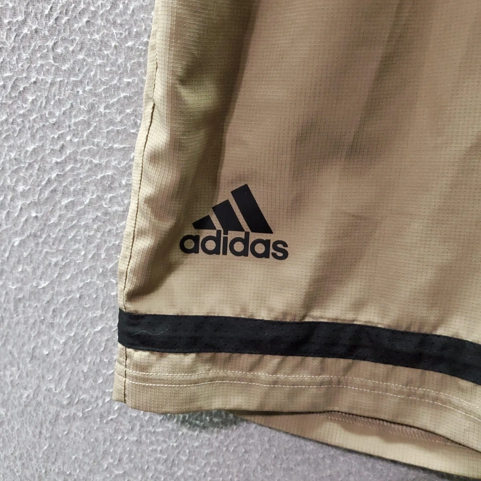 Adidas Boys Activewear Shorts Medium Brown Logo Drawstring Pockets 9" Inseam - Image 3 of 4