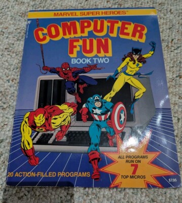 Marvel Super Heroes Computer Fun Book 2 Vintage 1984 C64 Apple IBM Basic Program