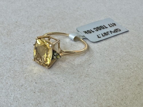 Golden Beryl & Yellow Diamond 10k Gold Ring - Picture 3 of 8