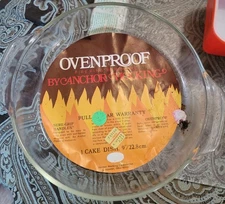 Vintage Ovenproof Fire-King Bakeware Anchor Hocking 9"x 2" Clear Cake Dish