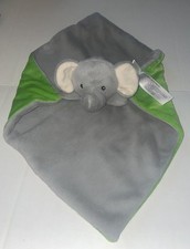ANIMAL ADVENTURE GREY GREEN ELEPHANT SECURITY BLANKET LOVEY B3