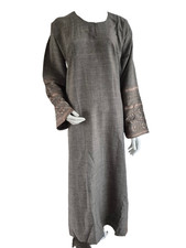 Ladies Regular Embroidered Pocket Twill Linen Blend Abaya/Jilbab Grey size 52-58