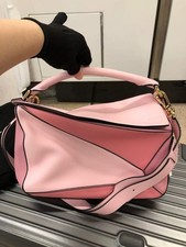 Pre-owned LOEWE Puzzle Medium Pink Colorblock Leather Shoulder Bag Spain Made
