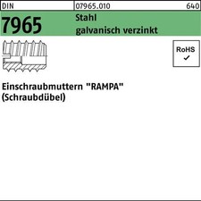 Einschraubmutter DIN 7965 M10x 30 Stahl galv.verz. 100 St&uuml;ck