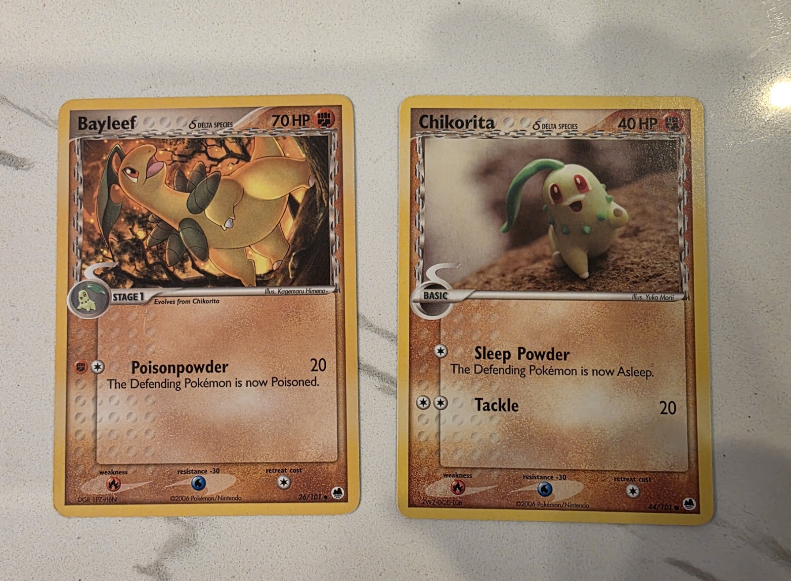 2006 EX DRAGON FRONTIERS CHIKORITA & BAYLEEF #26 & 44/101 Delta Species LP